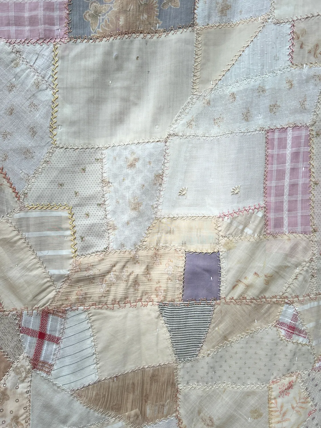 French General Antique Crazy Quilt double face quilt ancien soie coton