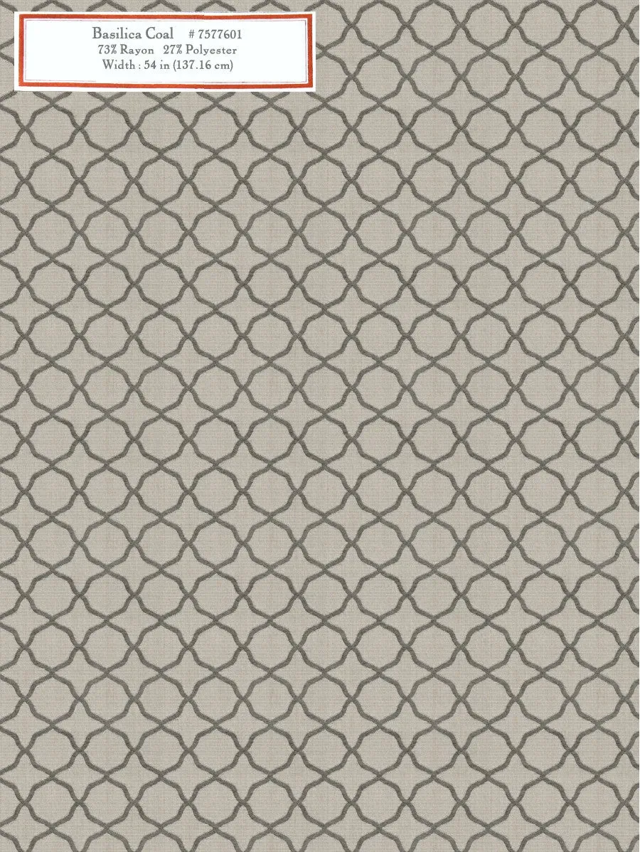 French General Basilica Coal tissu déco au mètre charbon