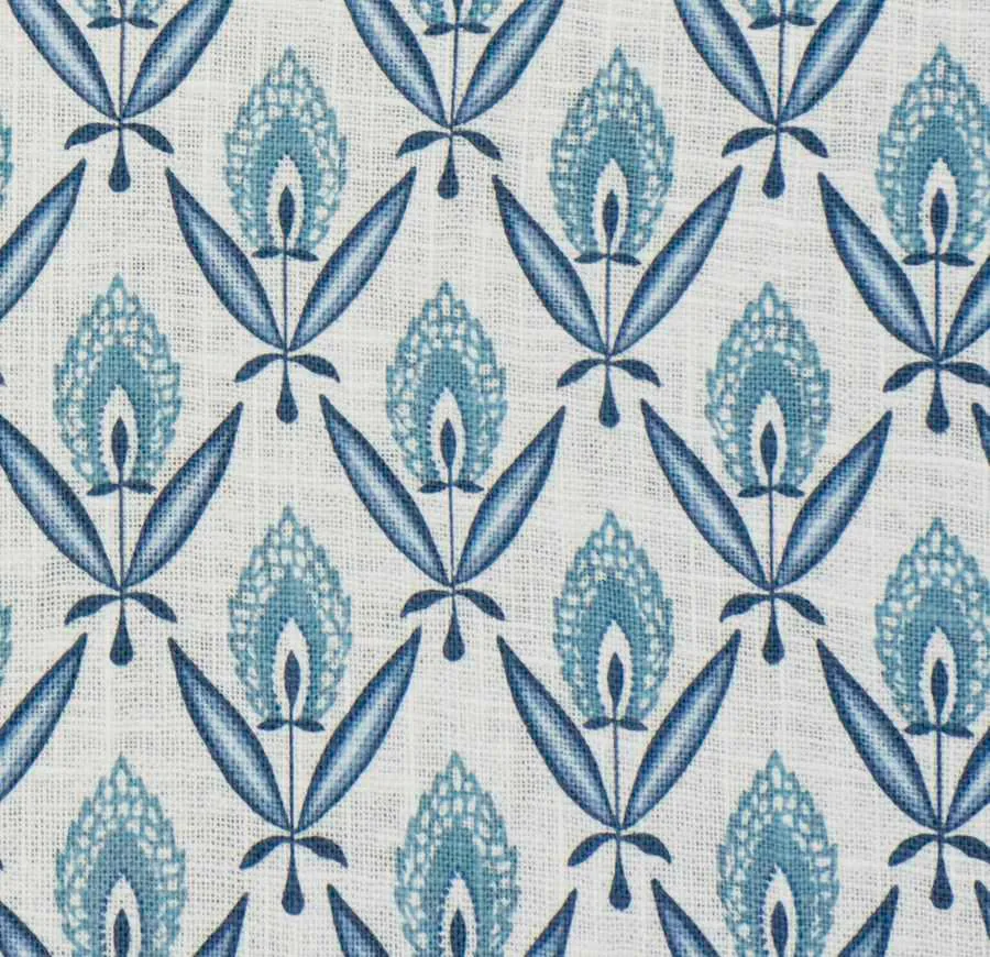 French General Darcy Azure tissu ameublement au mètre lin indigo