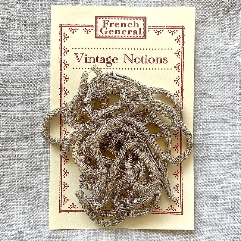 French General Vintage Silver Metal Coil fil argenté patiné
