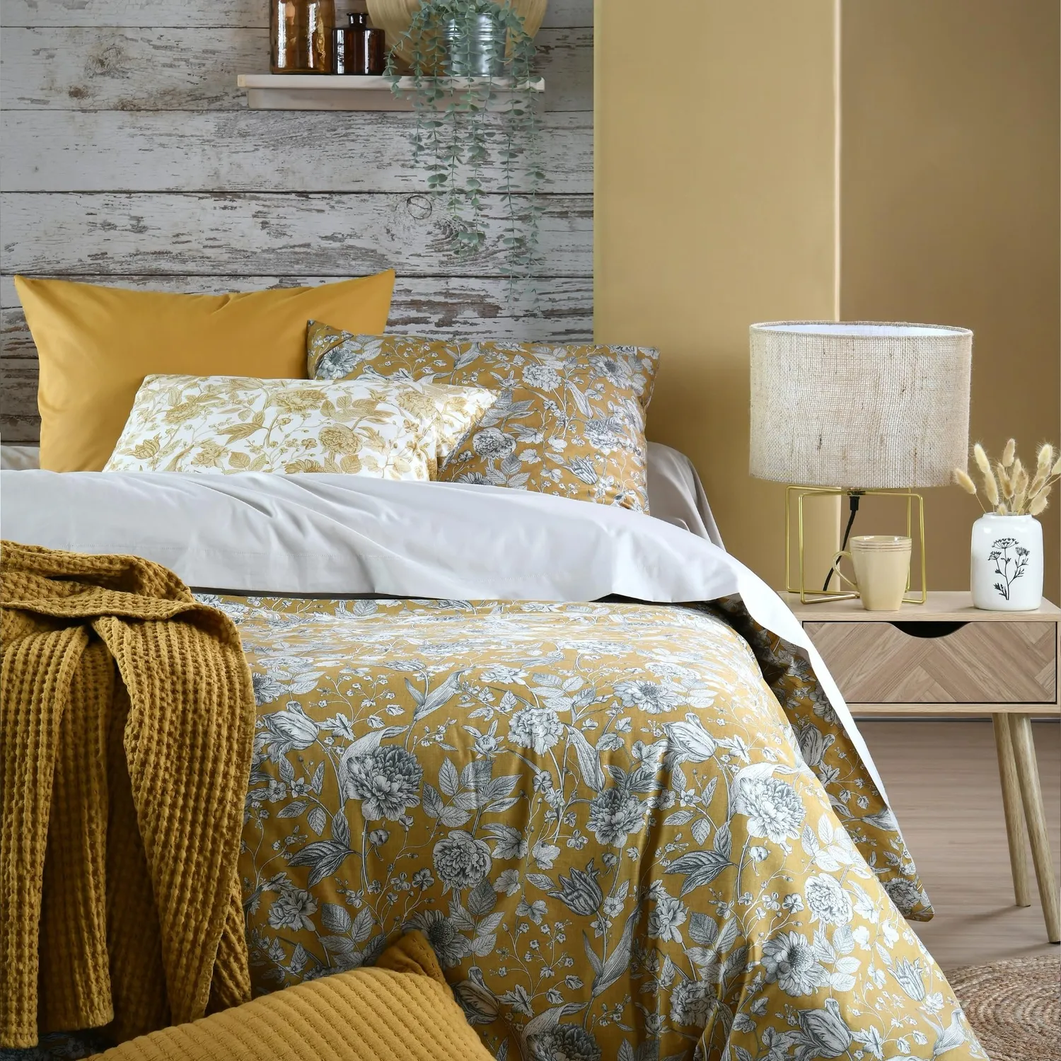 STOF Jacinthe taie d'oreiller 63x63 jaune percale