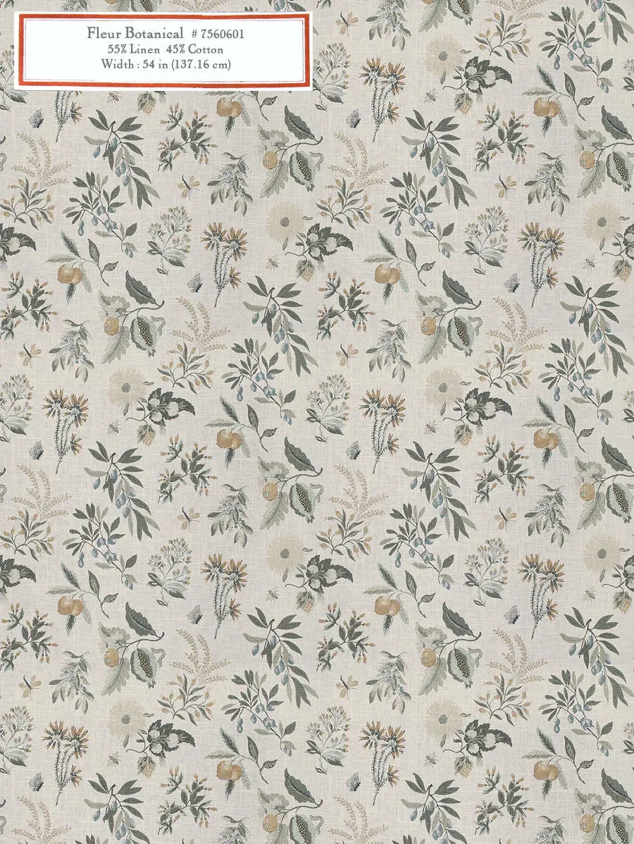 French General Fleur Botanical tissu ameublement La Mer au mètre