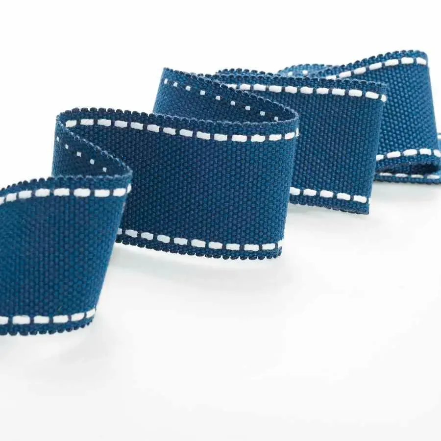 French General Picard Indigo galon ameublement lin 4,4 cm