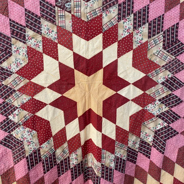 French General Radiating Star dessus quilt ancien 190x218 cm