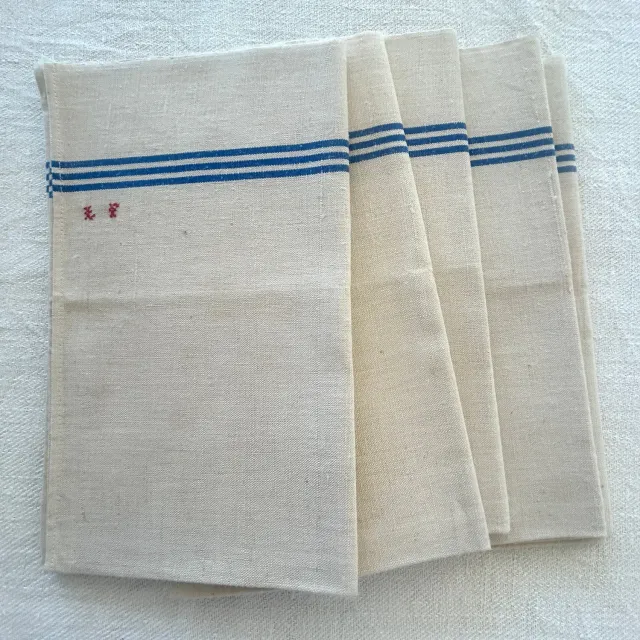 French General Early French Torchons torchon lin LF Monogram rayure bleue