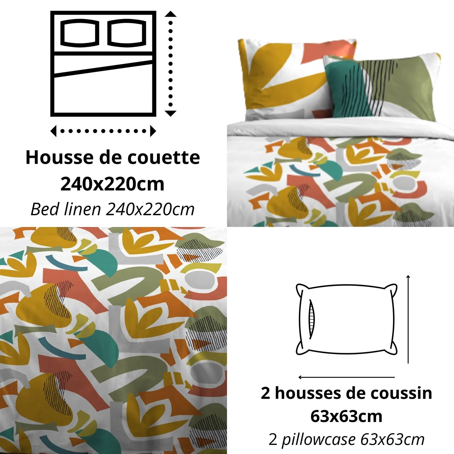 STOF Varisco parure housse couette 240x220 multicolore