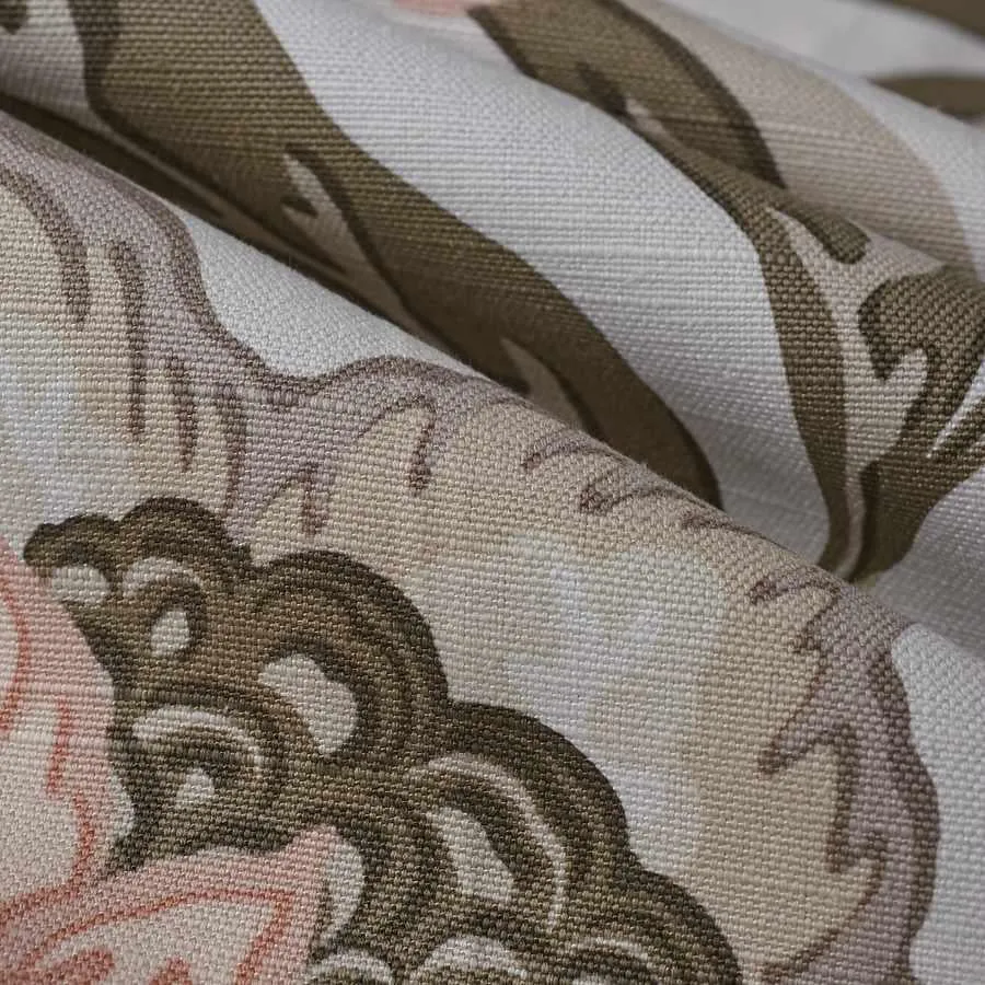 French General Jardin Delphine Rose tissu déco coton lin au mètre