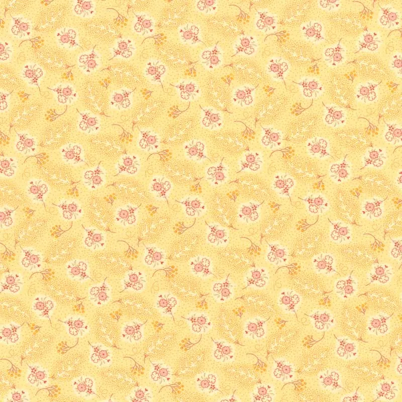 Yoko Saito web2603-A06 tissu coton jaune fleurs au mètre