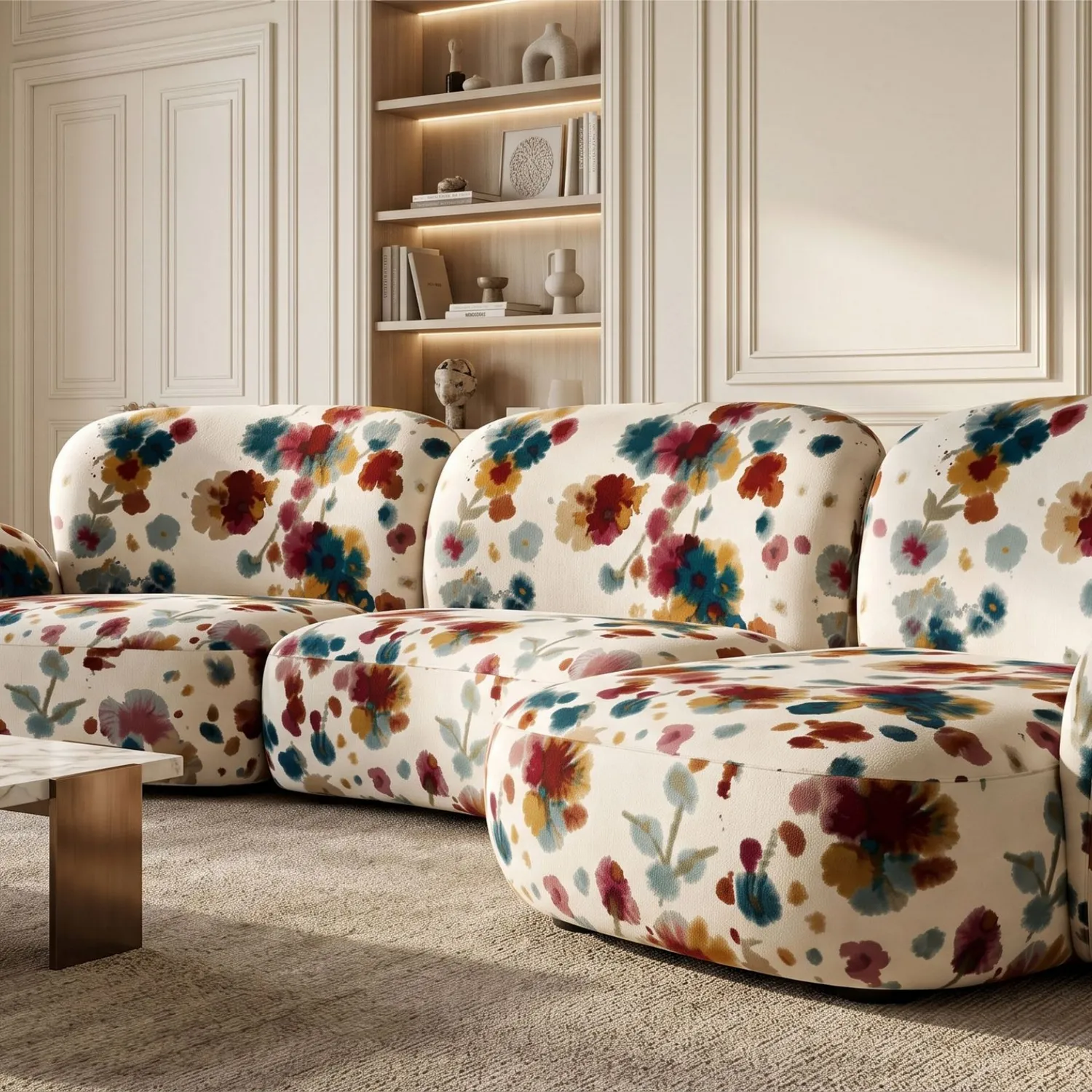 Elastron Aquarela Berry tissu floral effet aquarelle