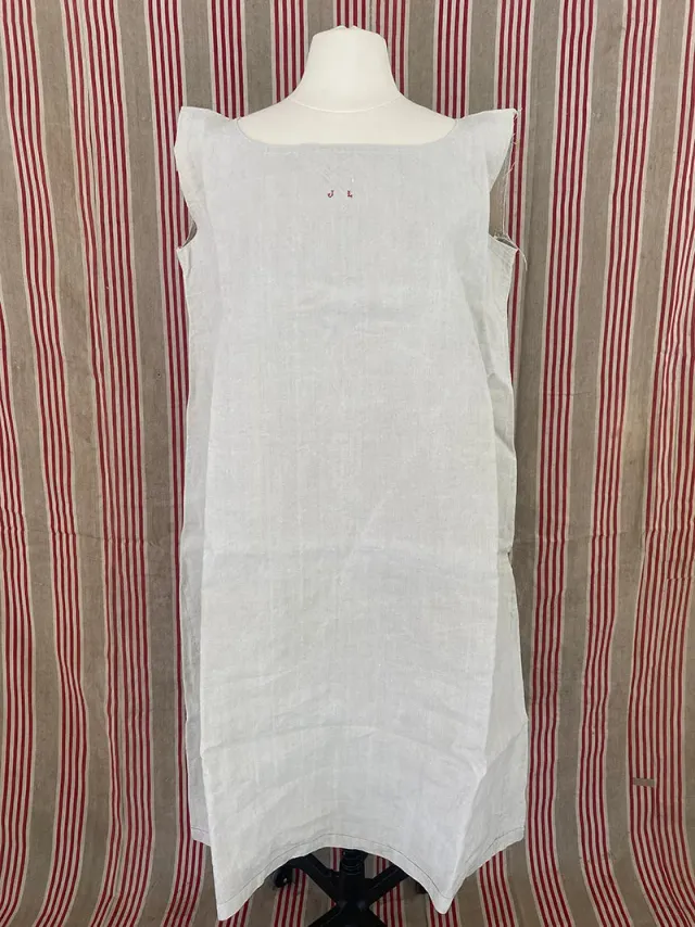 French General chemise ancienne lin naturel monogramme JL taille 12-14