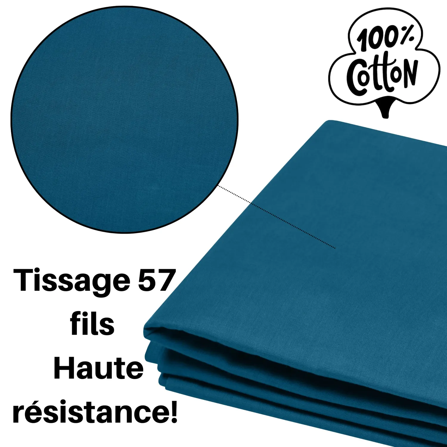 STOF Eden drap plat 240x300 pétrole coton