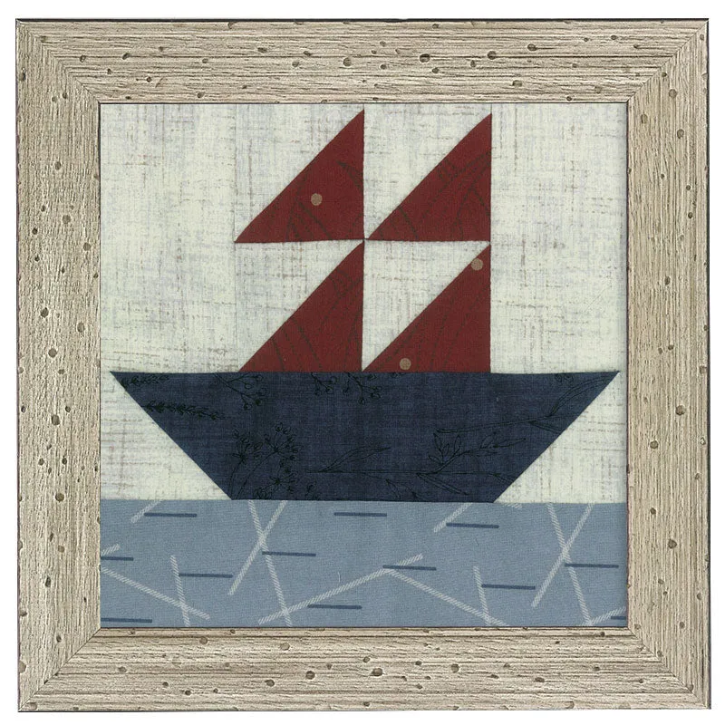 Yoko Saito QuiltParty cadre bois bleu gris 18 cm patiné