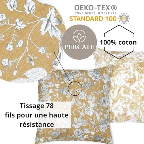 STOF Jacinthe taie d'oreiller 63x63 jaune percale