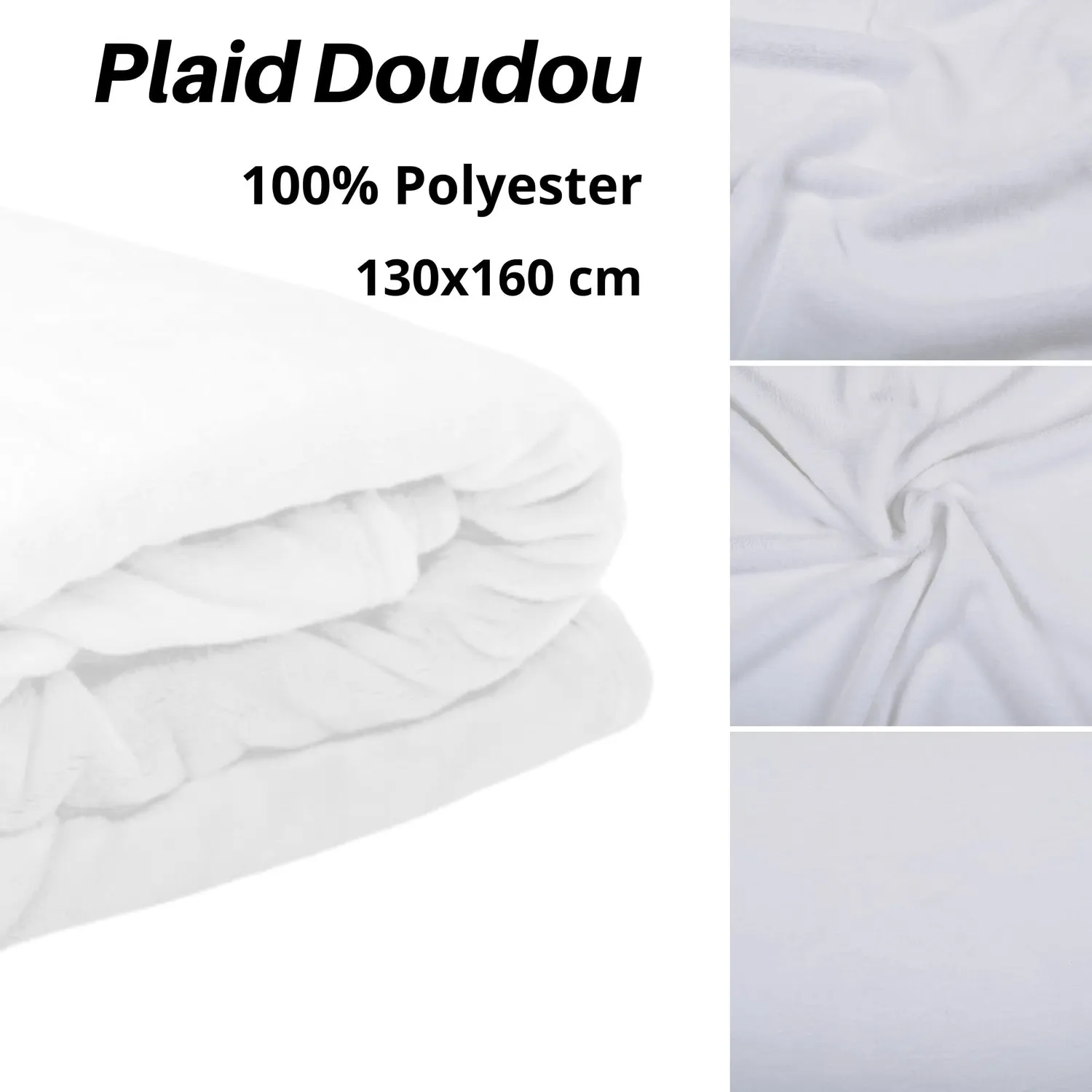 STOF Doudou plaid polaire blanc 130x160 cm chaud