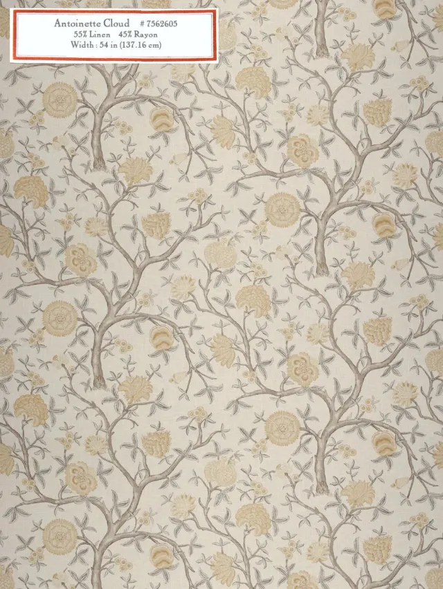 French General Antoinette Cloud tissu ameublement au mètre bleu