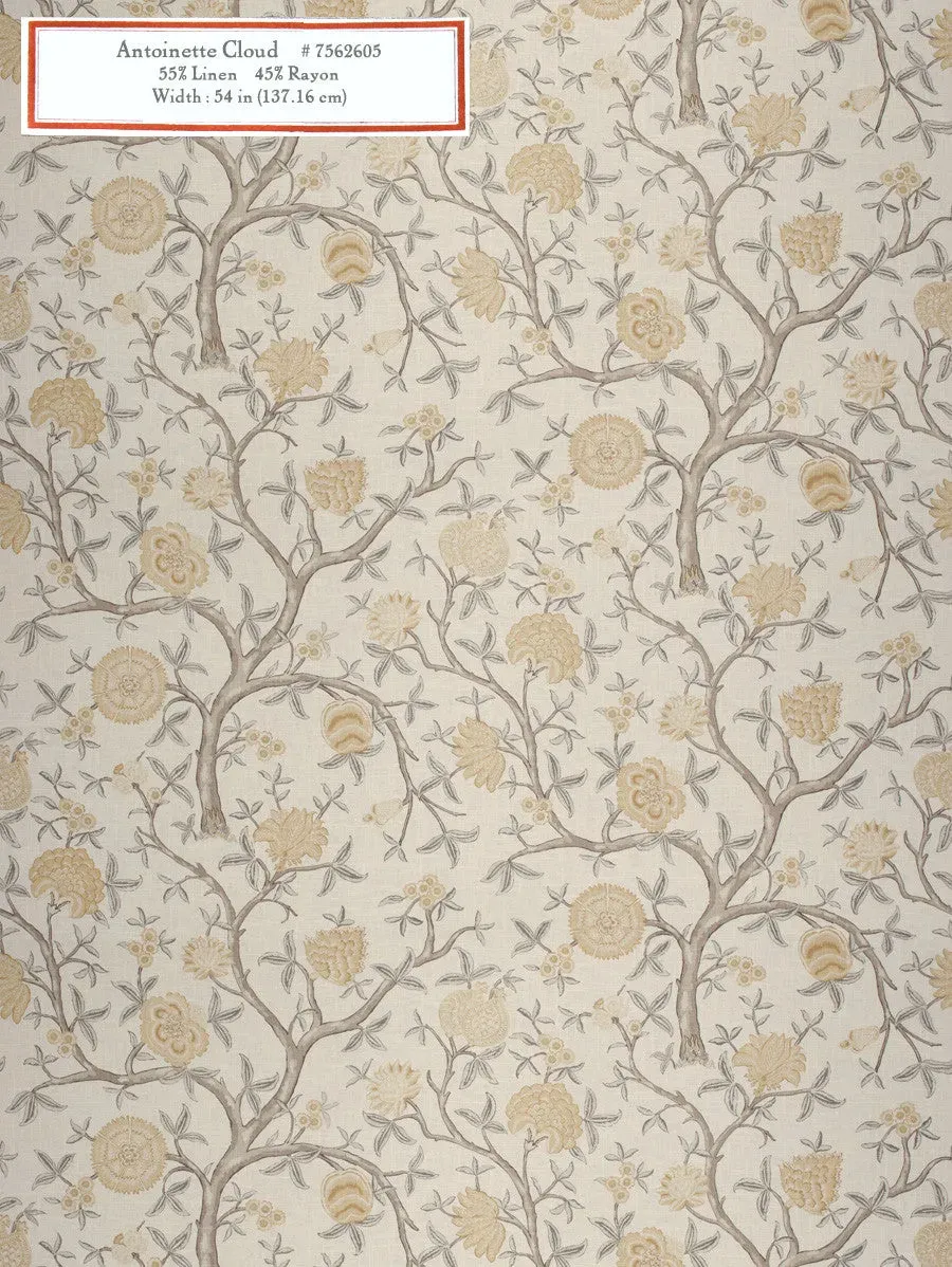 French General Antoinette Cloud tissu ameublement au mètre bleu