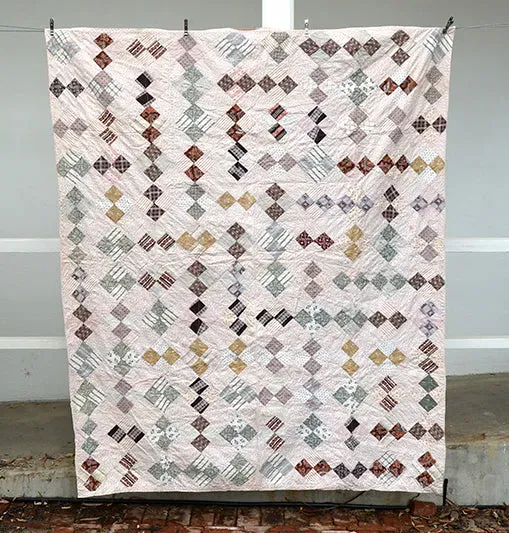 French General Four Patch quilt ancien calicot 157x188cm