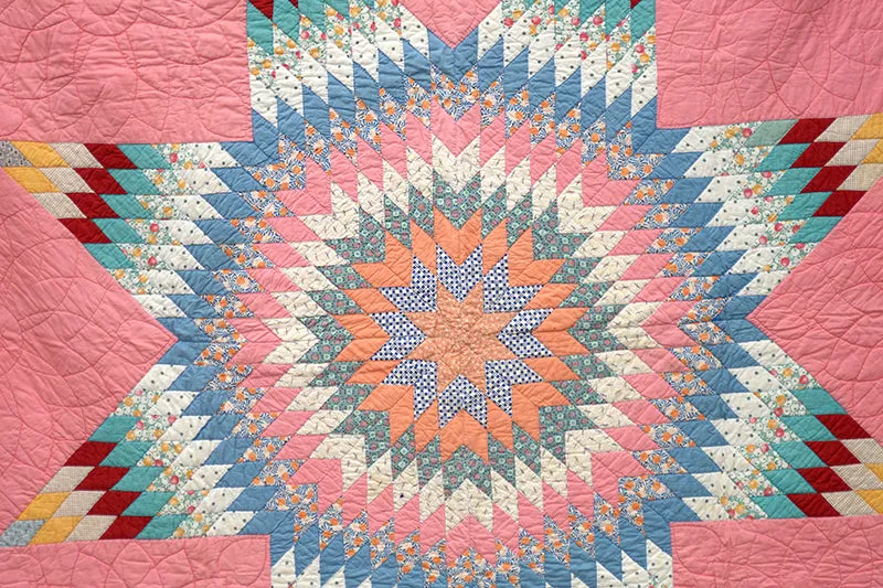 French General Antique Lone Star quilt rose 1930