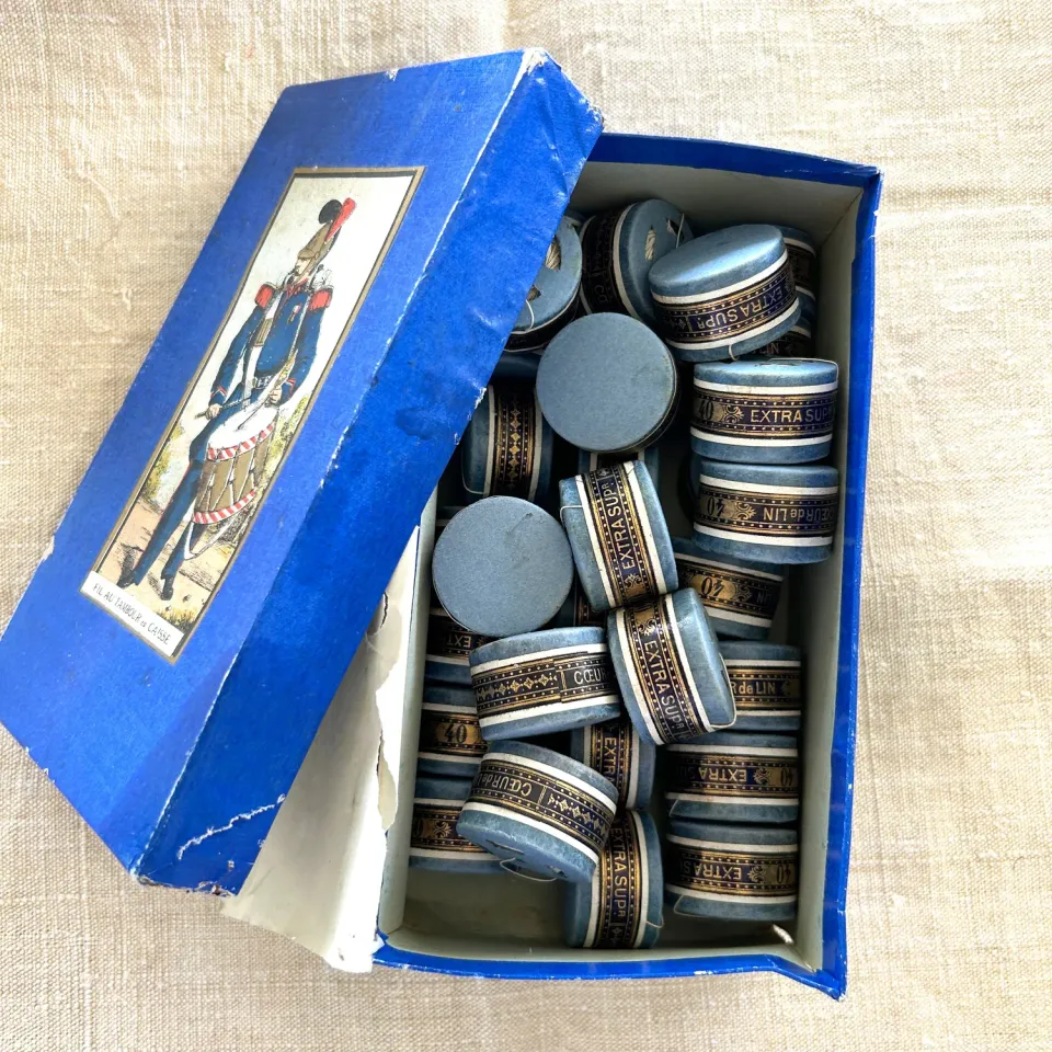 French General Vintage fil de lin ancien bobine atelier