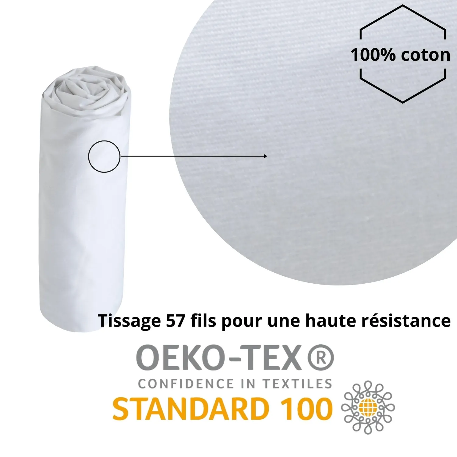 Stof Elysée drap-housse blanc 90x190 cm percale