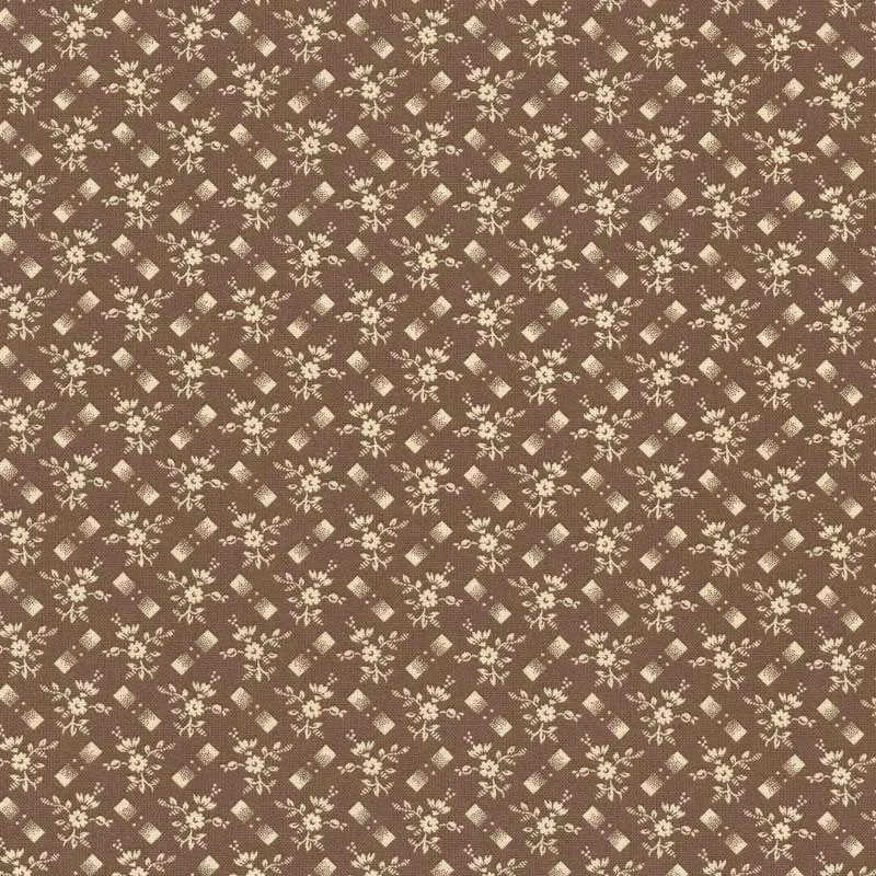 Yoko Saito 2026-01-A13 tissu coton fleurs marron au mètre