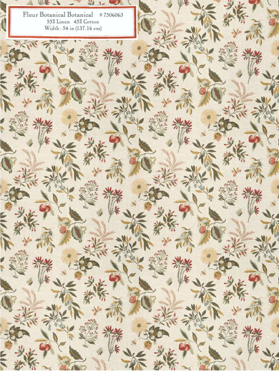 French General Fleur Botanical tissu ameublement au mètre multicolore