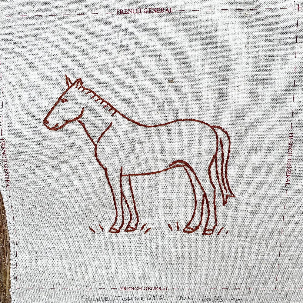 French General Joie de Vivre sampler panneau broderie lin