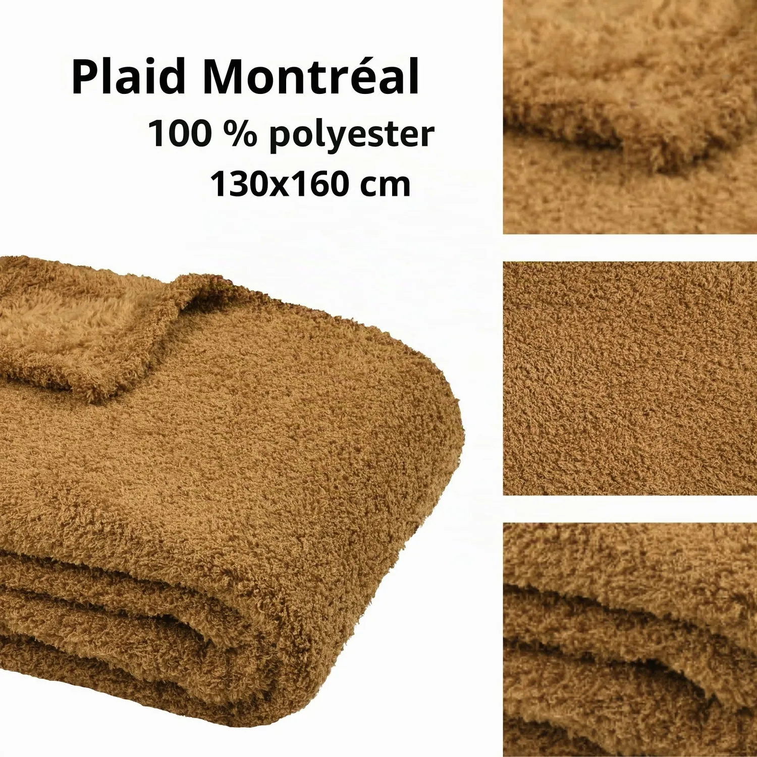 STOF Montréal plaid 130x160 cm camel polyester fluffy