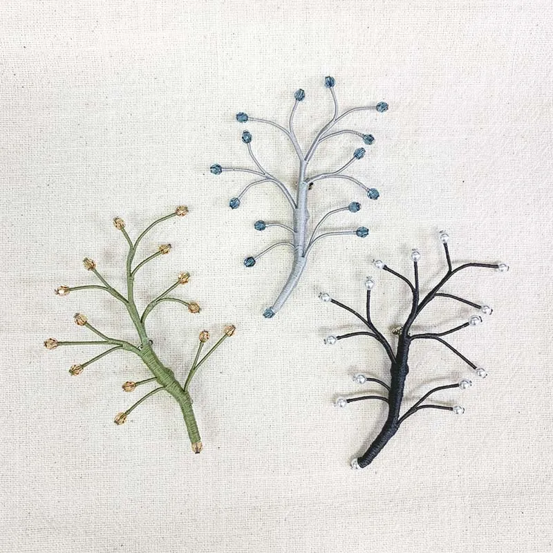 Yoko Saito Set 3 broches perlées kit couture A B C