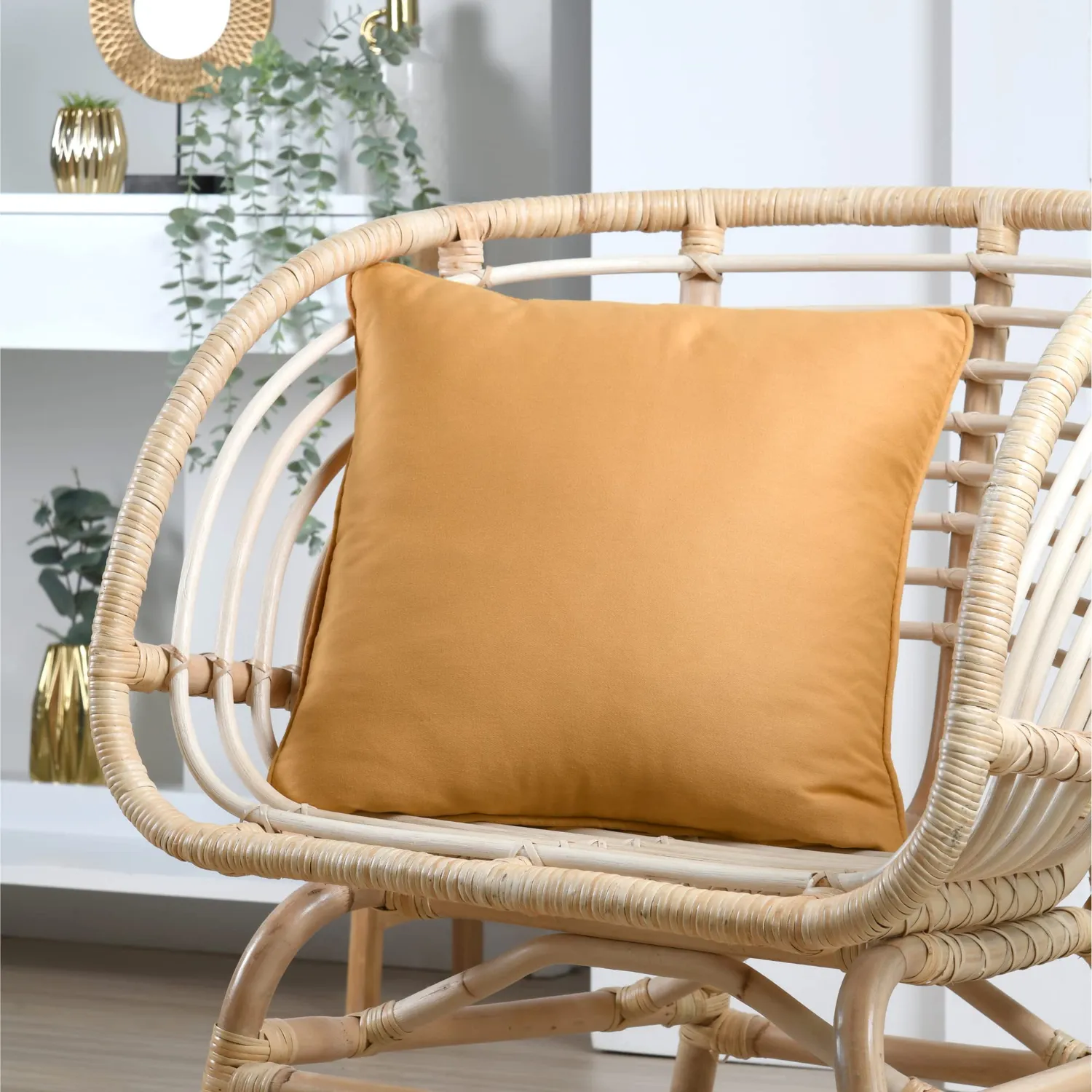 Stof Oxford coussin 45x45 moutarde satin de coton