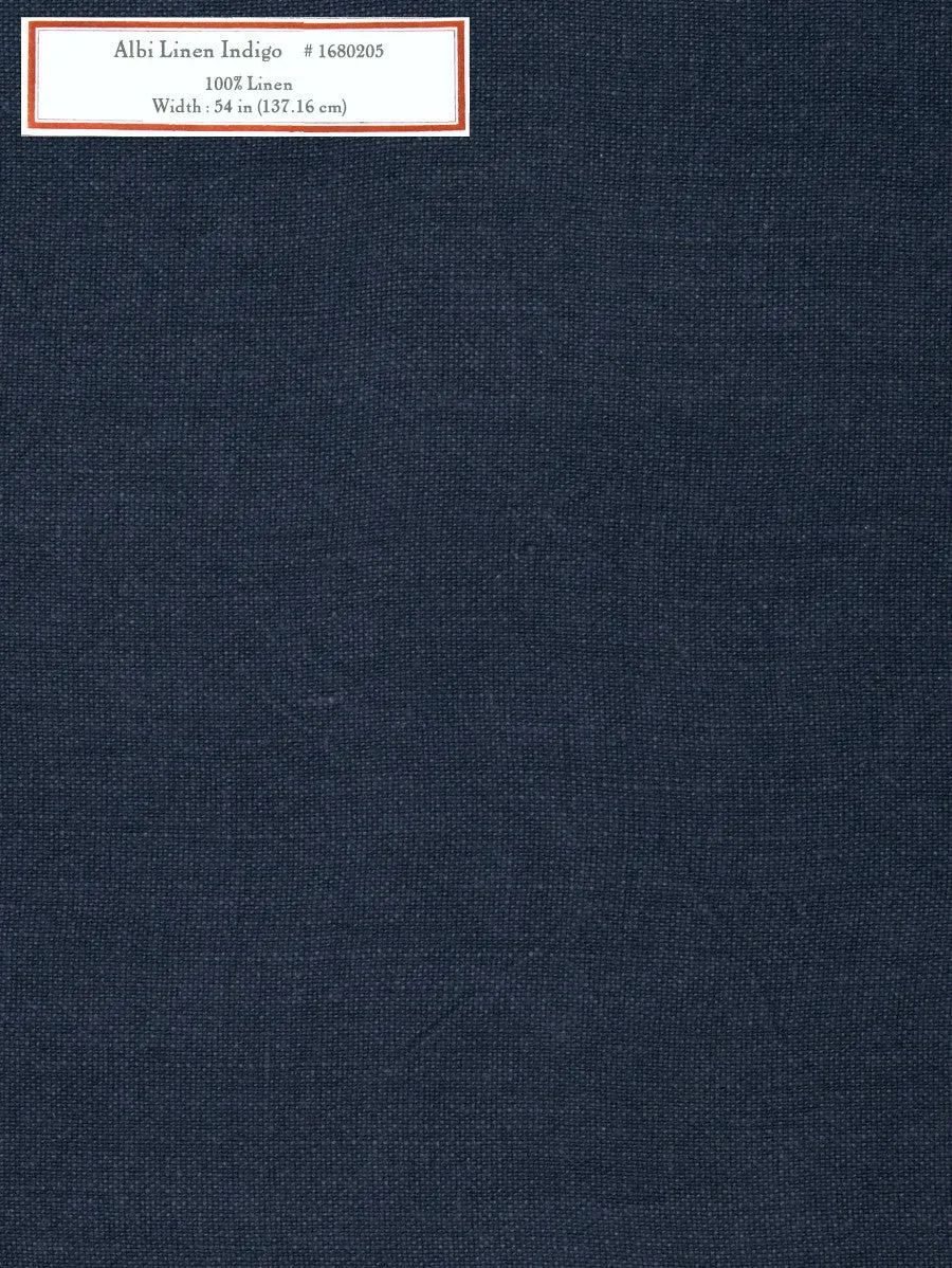 French General Albi toile ameublement lin indigo 137cm au mètre