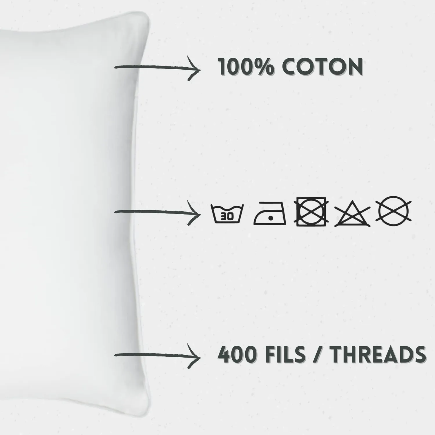 STOF Oxford coussin écru 30x50x15 cm satin coton