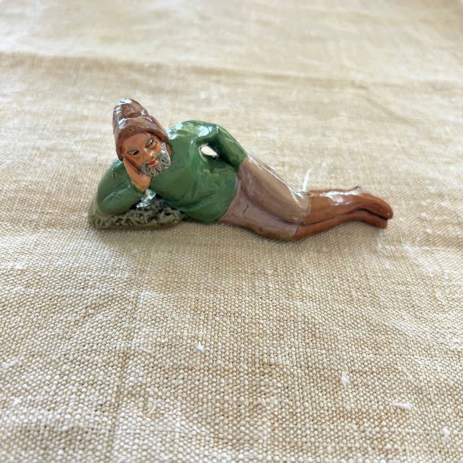 French General Found in France pêcheur figurine argile 10 cm