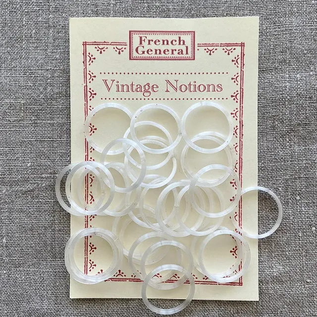 French General Vintage Glass Rings Spun White anneaux verre blanc 20 mm