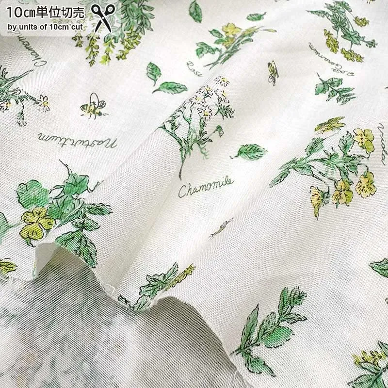 Yoko Saito 2026-04-A04 tissu coton abeilles blanc au mètre