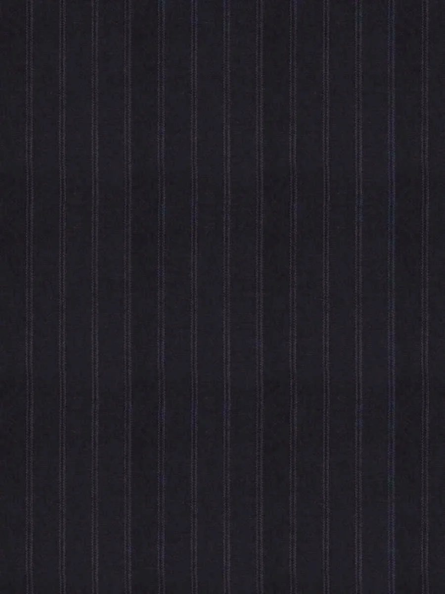 French General Didier Stripe Indigo tissu ameublement lin