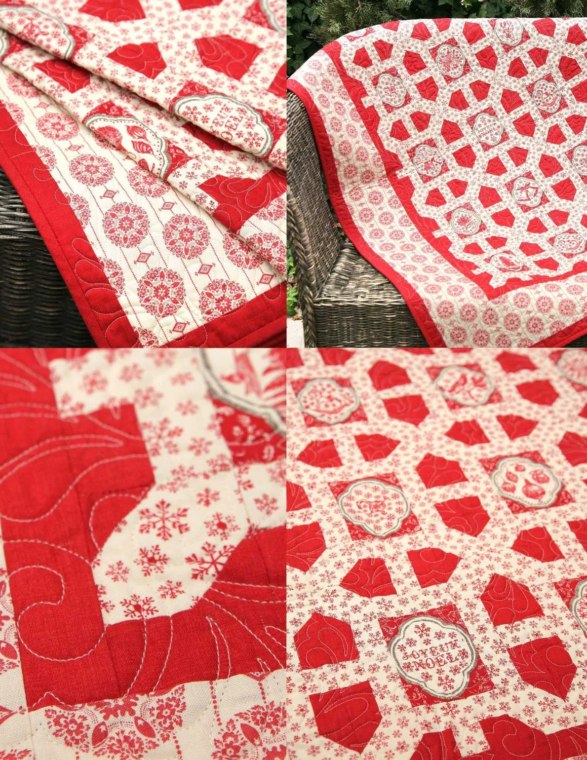 French General Joyeux Noel patron quilt Noël 49x54 imprimé