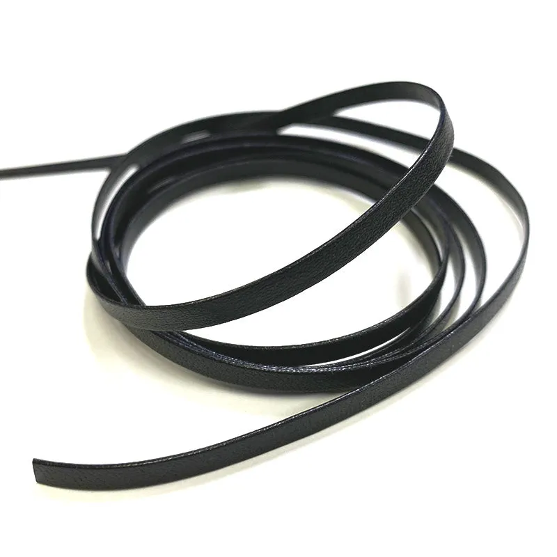 Yoko Saito cordon cuir plat noir 4mm au mètre véritable cuir