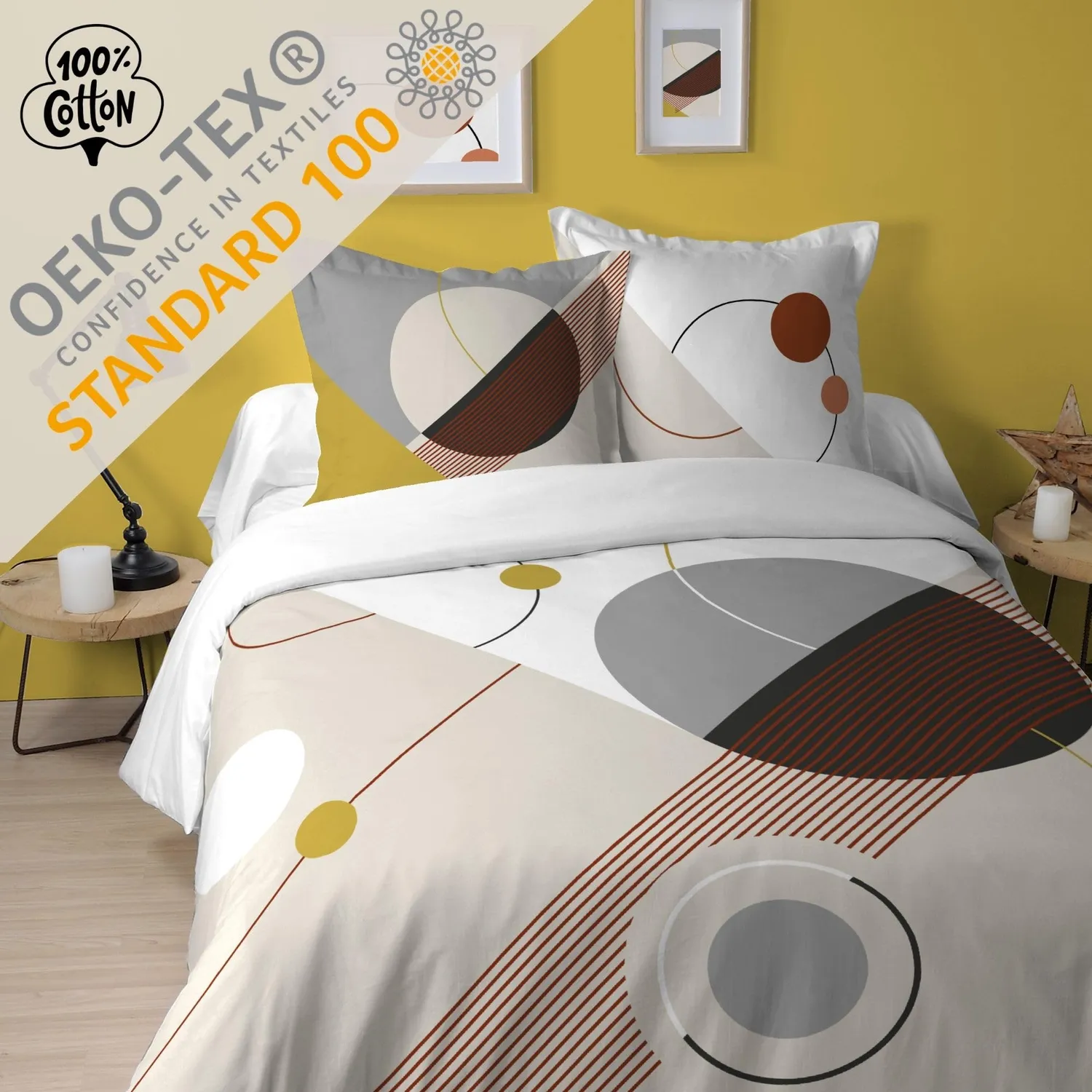 Stof Chroma housse couette 240x220 beige coton +2 taies