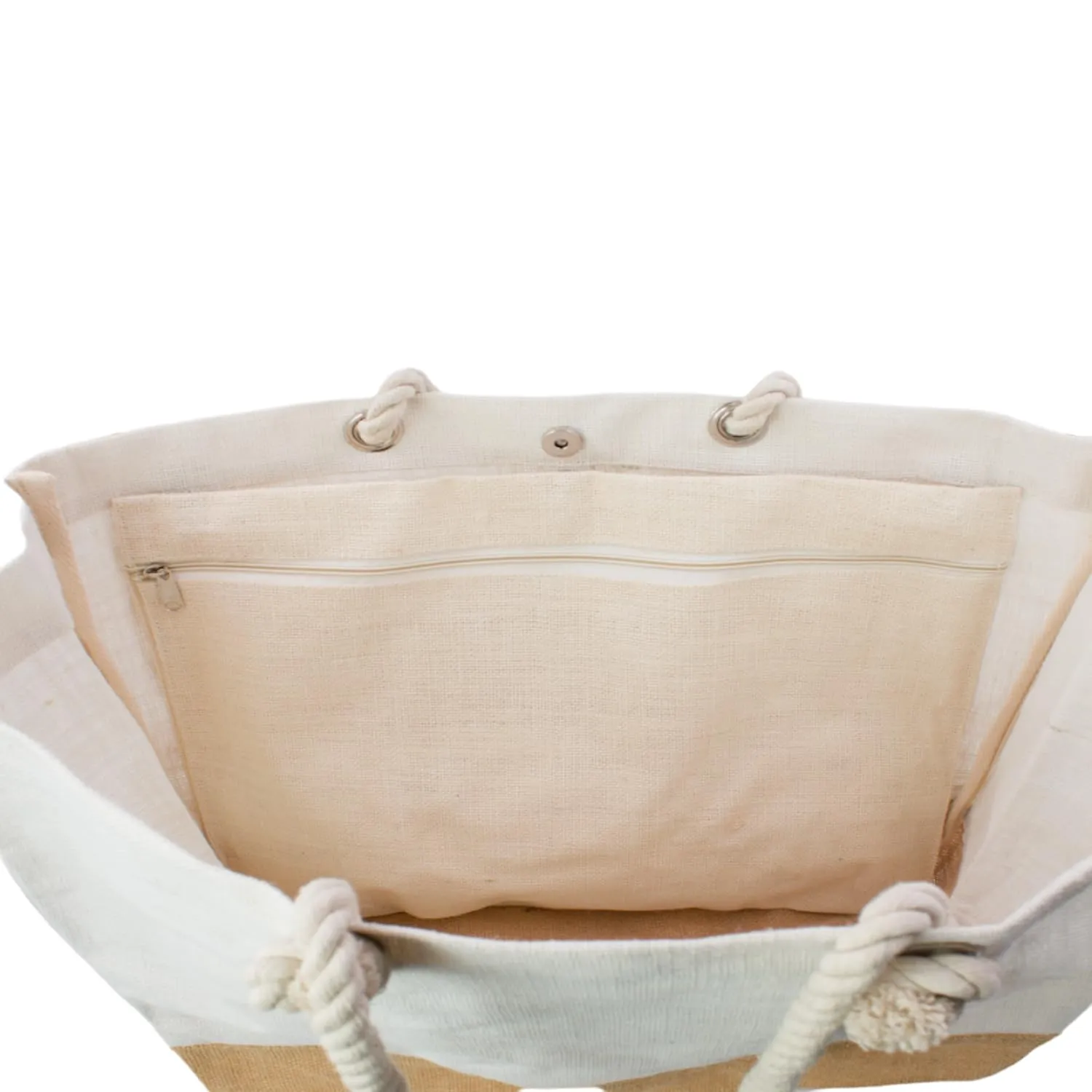 Tissushop Miami sac de plage toile de jute + pochette 38x52 cm