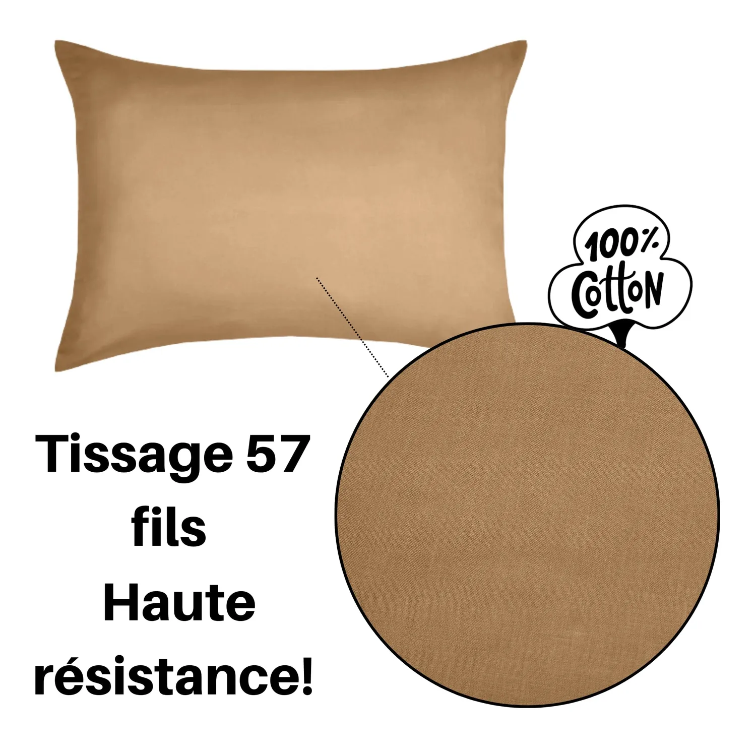STOF Eden taie d'oreiller coton curry 50x70 cm