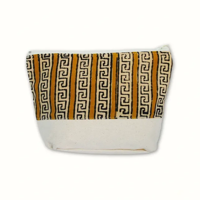 Tribu Indigo petite pochette tissu Block jaune 18×15 cm coton bio