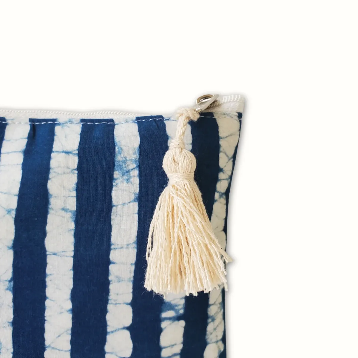 Tribu Indigo Dabu bleu pochette coton bio 21x15 zip