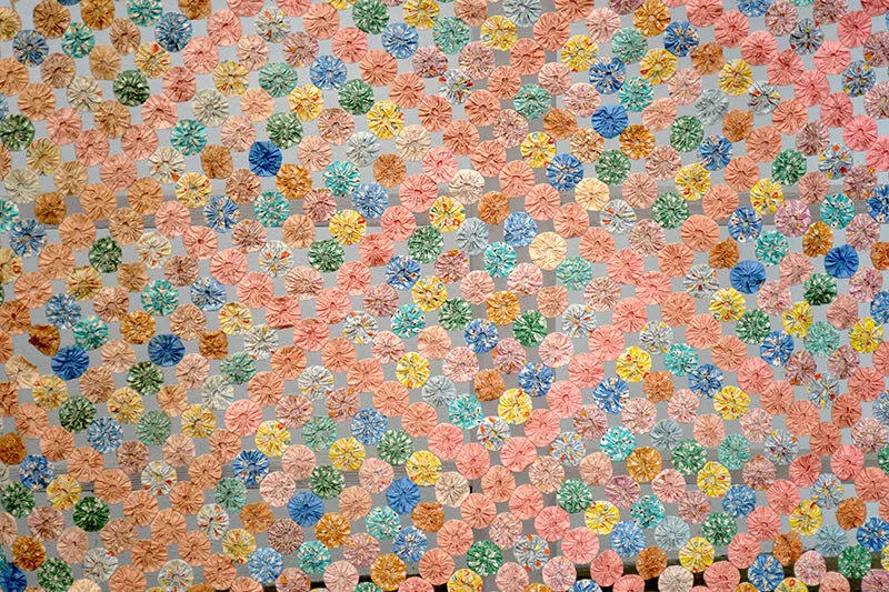 French General Yo-Yo quilt ancien coton pastel 208x224 cm