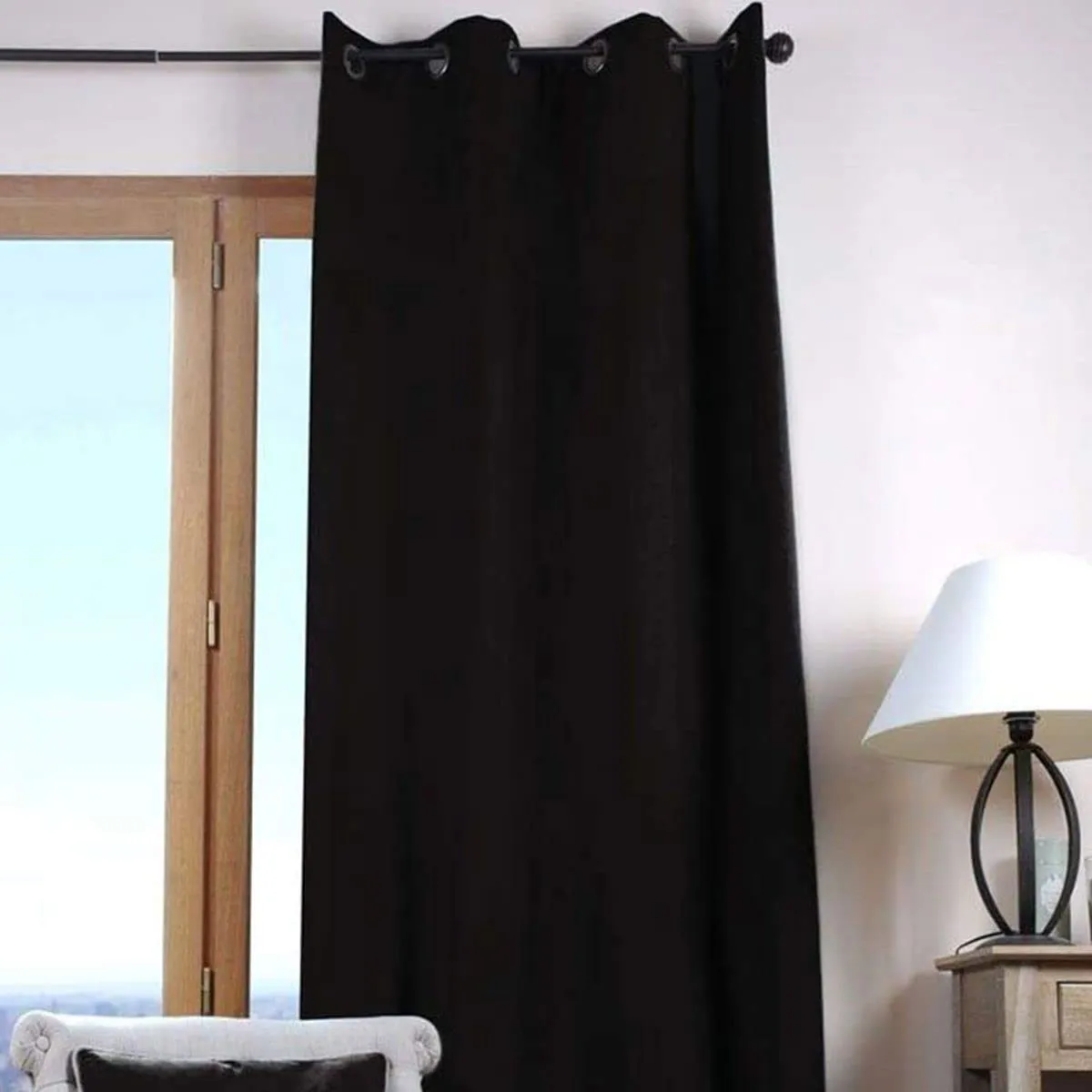 STOF rideau à oeillets 135x240 cm noir coton tamisant