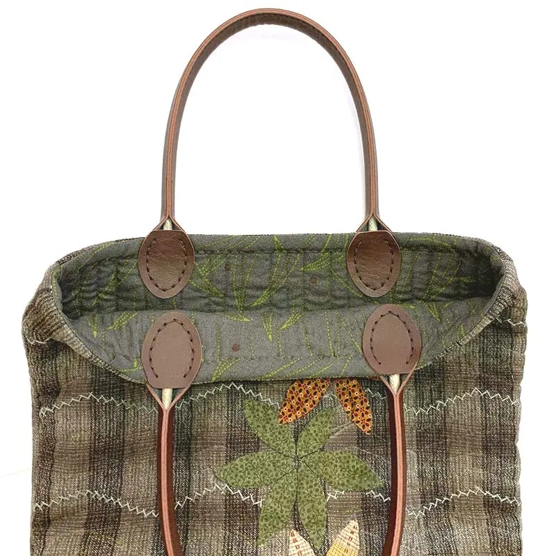 Yoko Saito Flower Applique Bag kit sac marron appliqué
