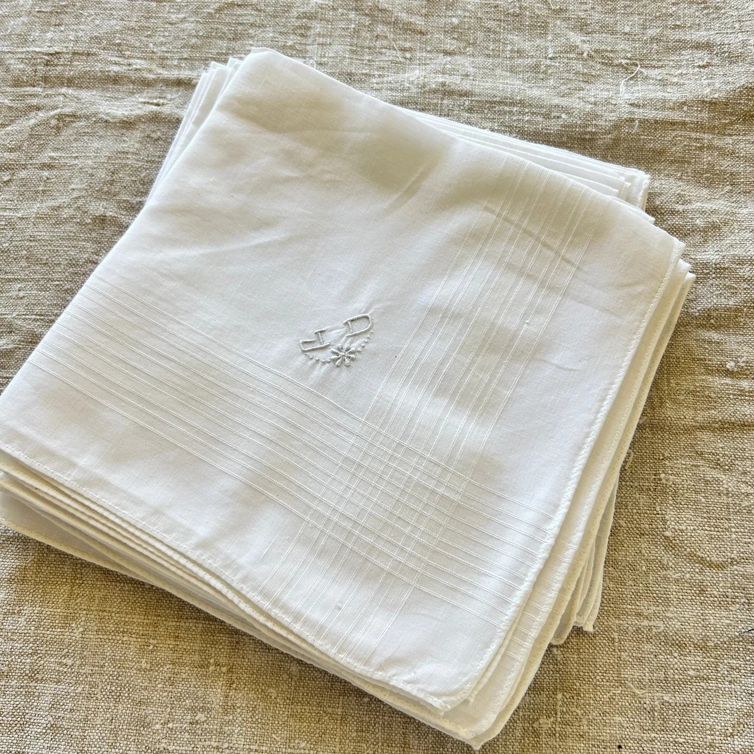 French General JD mouchoirs coton voile lot de 2 monogramme