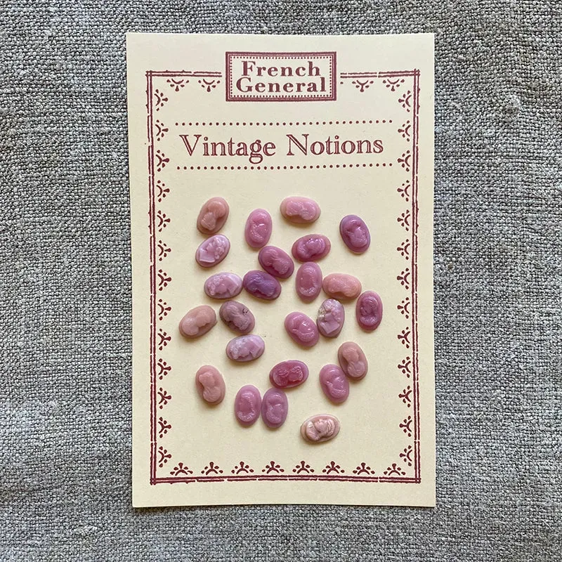 French General camées cabochons verre rose vintage lot 24