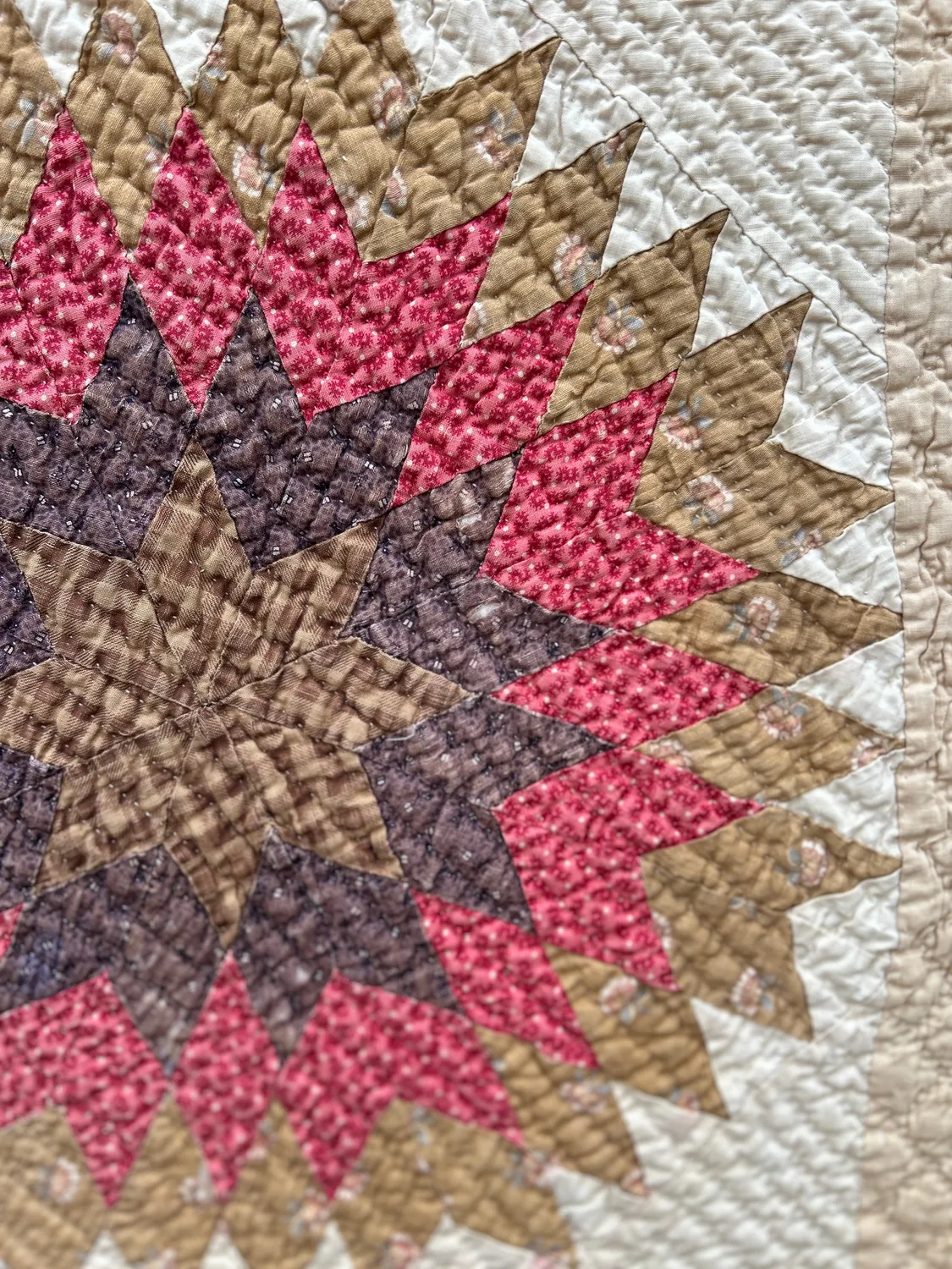 French General Starburst quilt ancien main 152x198 cm