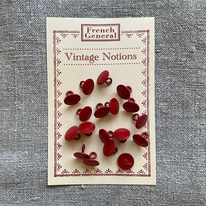 French General boutons métal rouge 12mm lot de 18